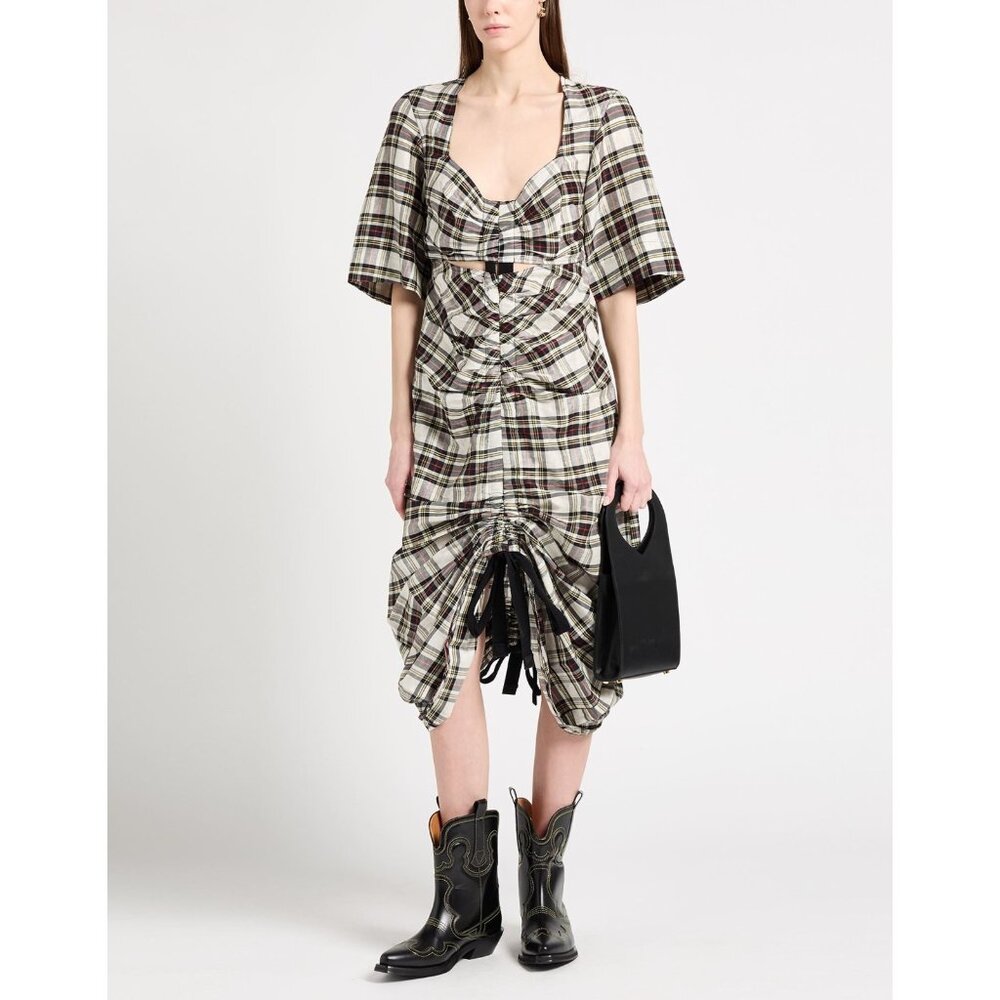 Ganni Plaid Adjustable Cargo Dress 32/Xs